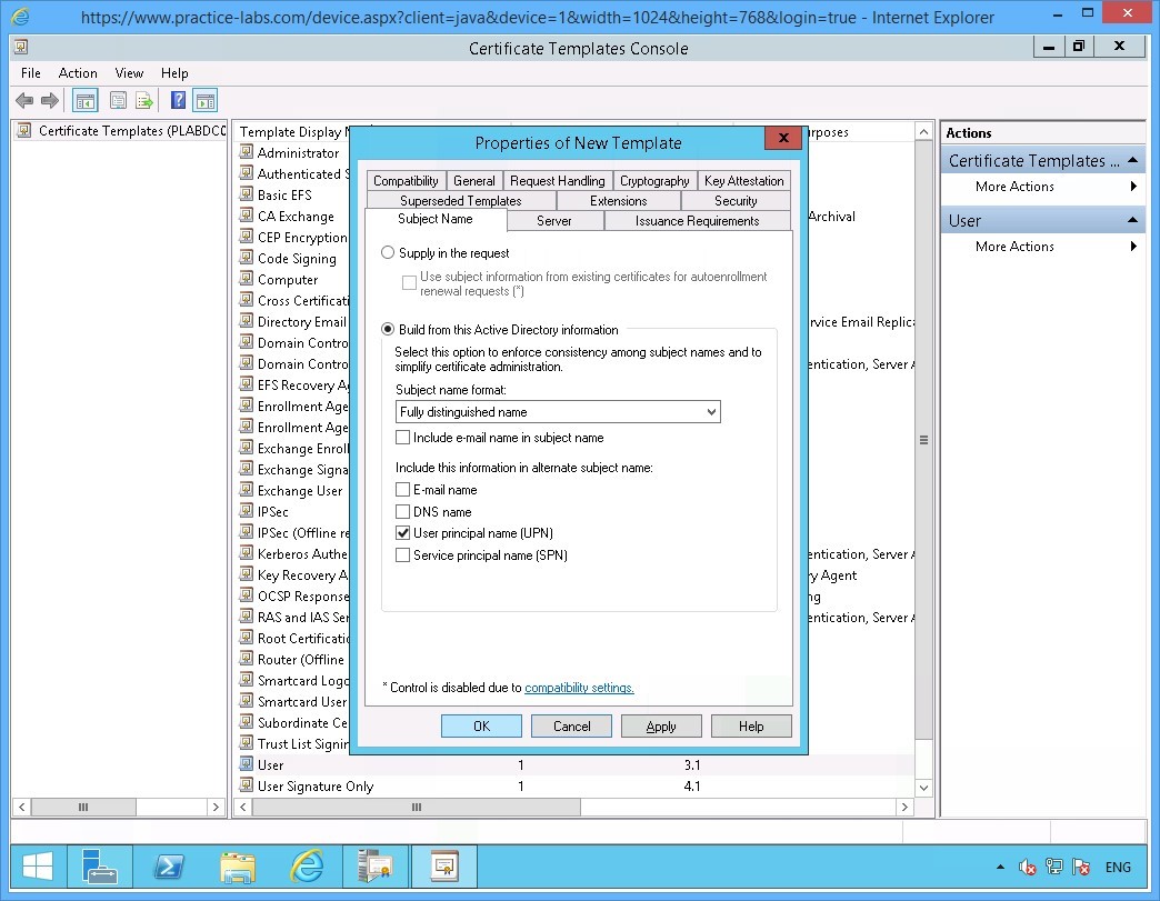 Practice Labs screenshot.